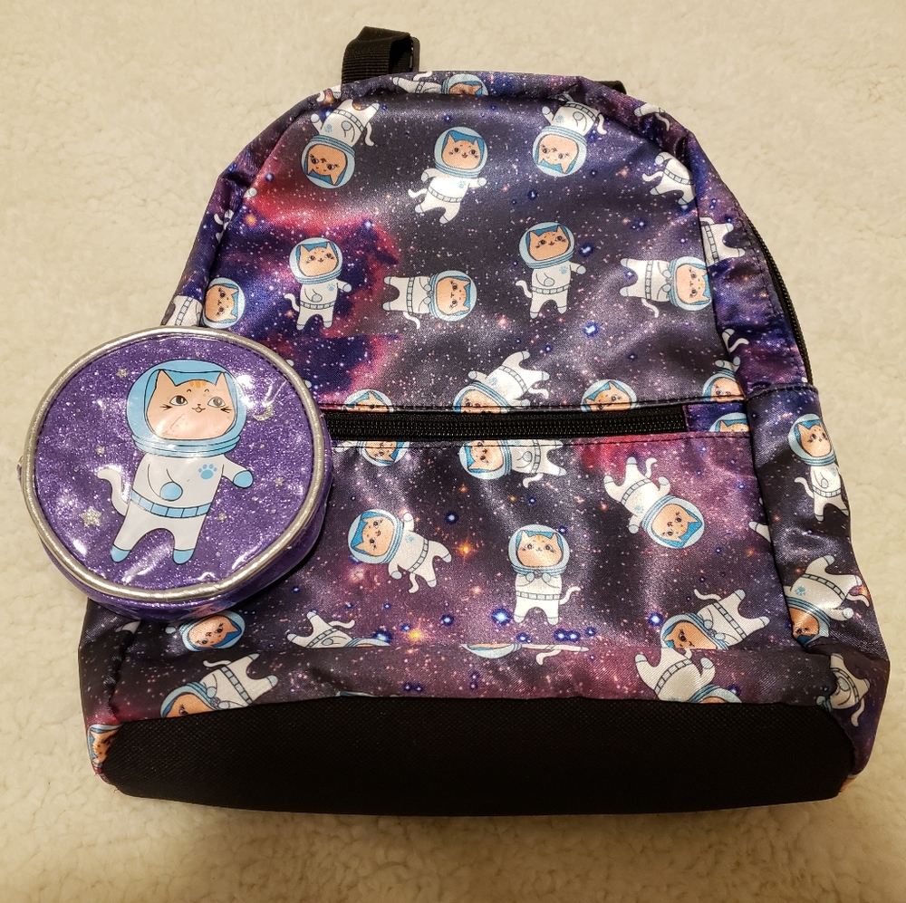 Galaxy Spacecat Mini Backpack and Coin Purse